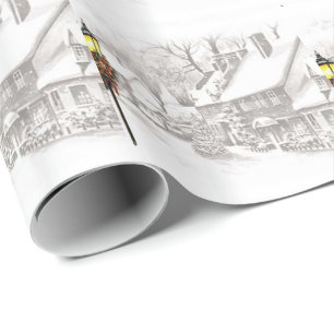 Vintage Christmas Town Wrapping Paper
