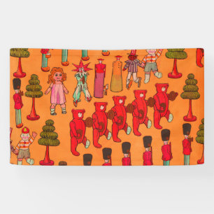 Vintage Christmas Toy Parade 1907 Puck Magazine Banner