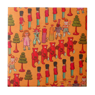 Vintage Christmas Toy Parade 1907 Puck Magazine Ceramic Tile