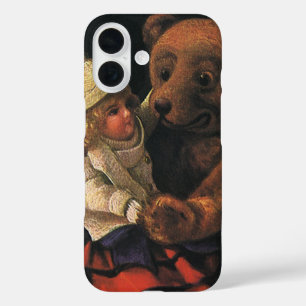 Vintage Christmas Toys, Doll and a Teddy Bear iPhone 16 Case