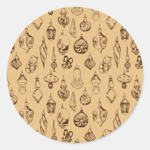 vintage christmas toys hand drawn classic round sticker