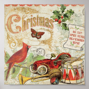Vintage Christmas Toys Poster