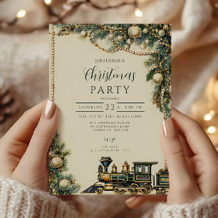 Vintage Christmas Train Holiday Card