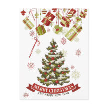 Vintage Christmas Tree and Gifts Postcard