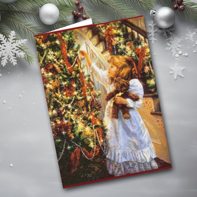 Vintage Christmas Tree and Girl Card (Creator Uploaded)