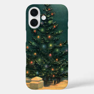 Vintage Christmas Tree at Night with Lights iPhone 16 Case