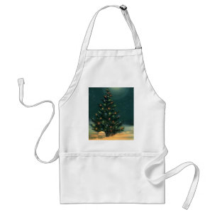 Vintage Christmas Tree at Night with Lights Standard Apron