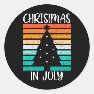 Vintage Christmas Tree Christmas In July Classic Round Sticker