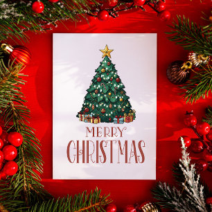 Vintage Christmas Tree Classic  Holiday Card