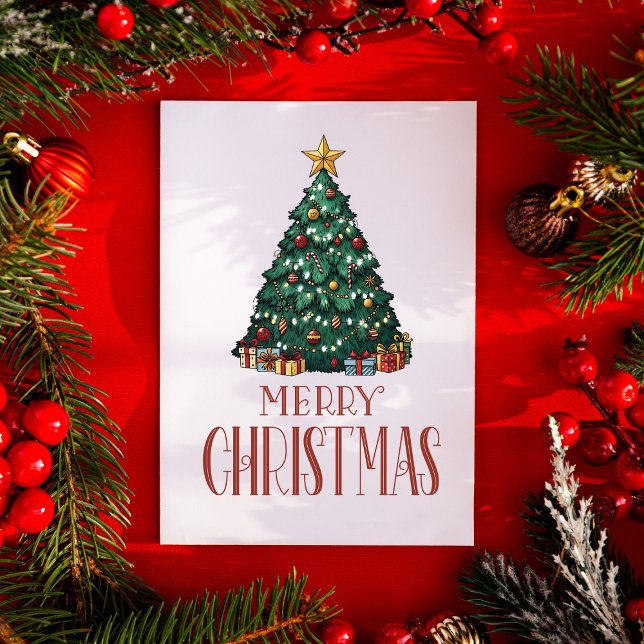 Vintage Christmas Tree Classic  Holiday Card (Creator Uploaded)