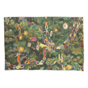 Vintage Christmas Tree Close-up Pillowcase