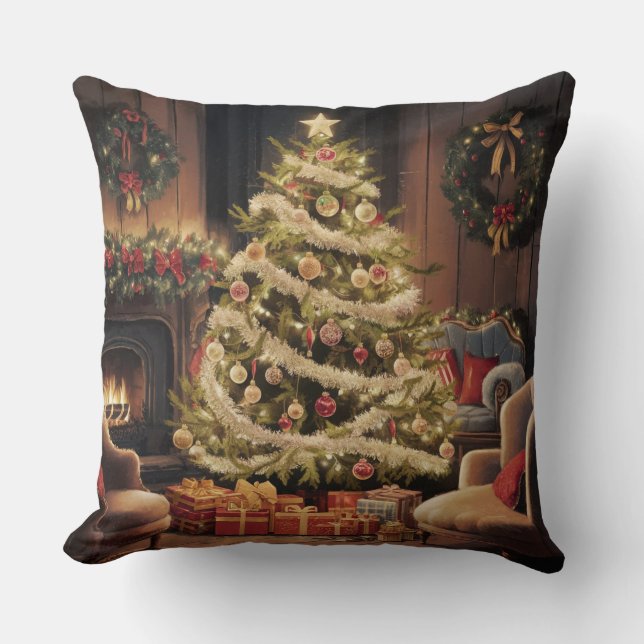 Vintage Christmas Tree Cushion (Front)