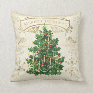 Vintage Christmas Tree Custom Throw Pillow