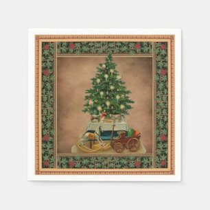 Vintage Christmas Tree Decoupage Paper Napkin
