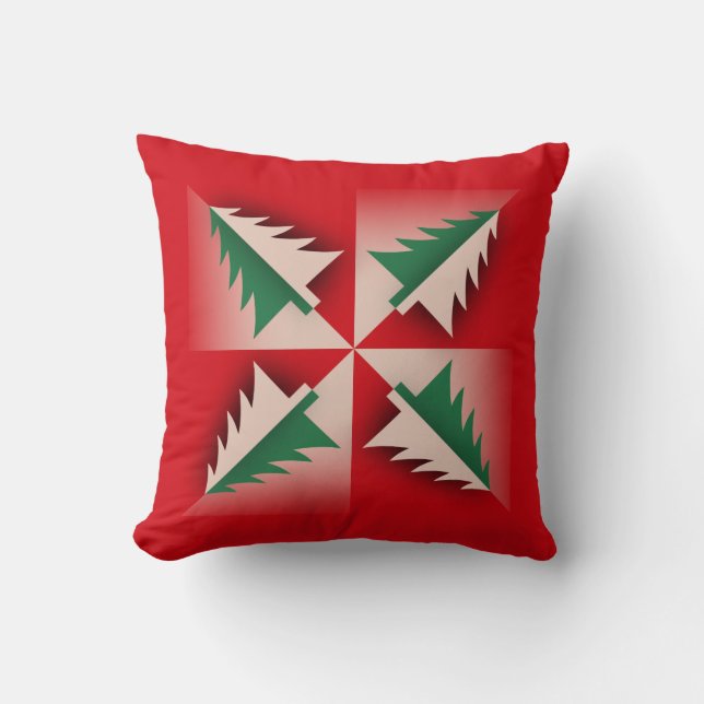 Vintage Christmas Tree Design Cushion (Front)