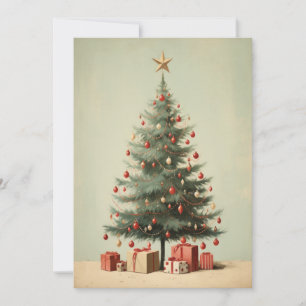 Vintage Christmas Tree Flat Holiday Card