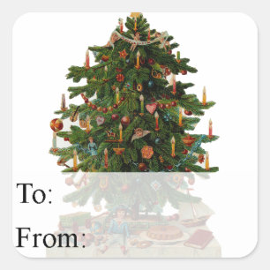 Vintage Christmas Tree Gift Tag