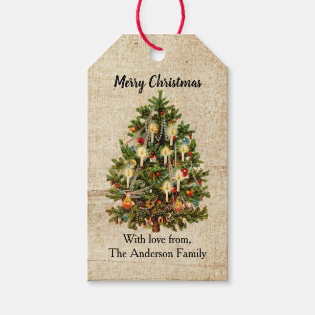 Vintage Christmas Tree Gift Tag (Front)