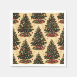 Vintage Christmas Tree Holiday Pattern Napkin