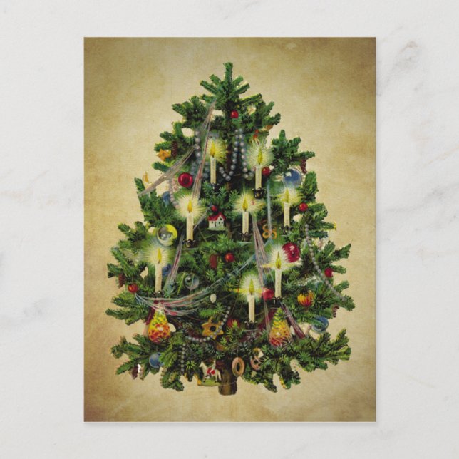 vintage christmas tree holiday postcard (Front)