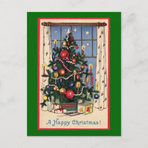 Vintage Christmas Tree Holiday Postcard