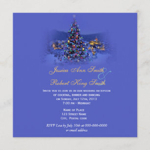 Vintage Christmas tree holiday  wedding reception Invitation