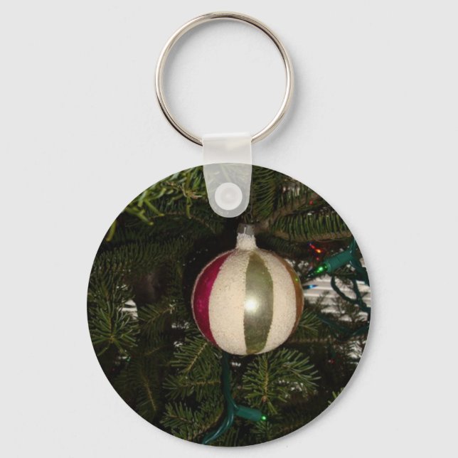 Vintage Christmas Tree Joy Key Ring (Front)