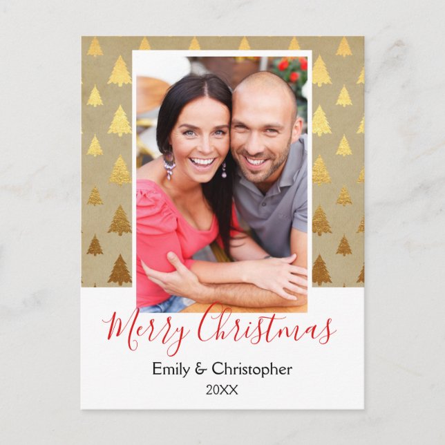 Vintage Christmas Tree Kraft Paper Photo Card (Front)