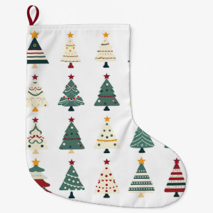 Vintage Christmas tree Large Christmas Stocking