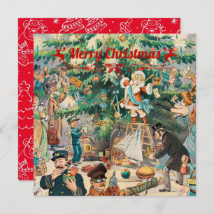 Vintage christmas Tree Lithographic Holiday Card