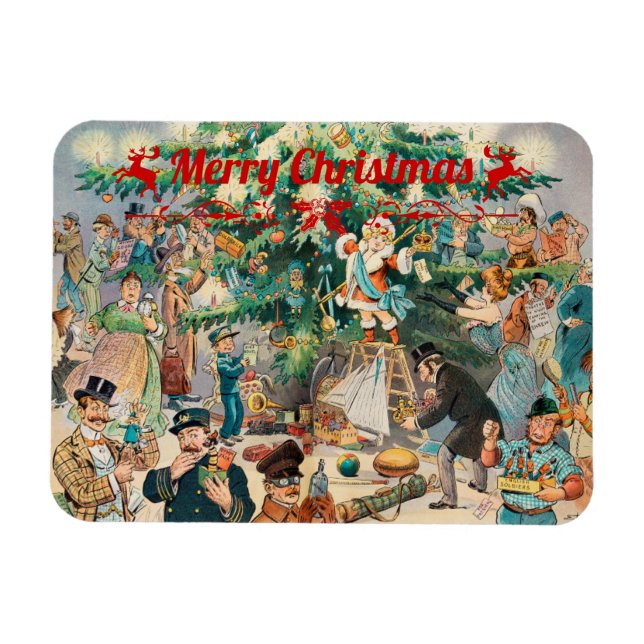 Vintage christmas Tree Lithographic   Magnet (Horizontal)