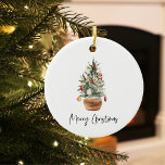 Vintage Christmas Tree | Merry Christmas  Ceramic Ornament<br><div class="desc">Embrace the timeless charm of the holiday season with our Vintage Watercolor Christmas Tree design. This exquisite piece captures the spirit of yuletide with a touch of nostalgia, making it the perfect addition to your holiday décor and a wonderful gift for your loved ones. Celebrate the magic of Christmas with...</div>