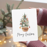 Vintage Christmas Tree | Merry Christmas  Holiday Card<br><div class="desc">Embrace the timeless charm of the holiday season with our Vintage Watercolor Christmas Tree design. This exquisite piece captures the spirit of yuletide with a touch of nostalgia, making it the perfect addition to your holiday décor and a wonderful gift for your loved ones. Celebrate the magic of Christmas with...</div>