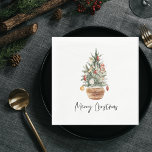 Vintage Christmas Tree | Merry Christmas  Napkin<br><div class="desc">Embrace the timeless charm of the holiday season with our Vintage Watercolor Christmas Tree design. This exquisite piece captures the spirit of yuletide with a touch of nostalgia, making it the perfect addition to your holiday décor and a wonderful gift for your loved ones. Celebrate the magic of Christmas with...</div>