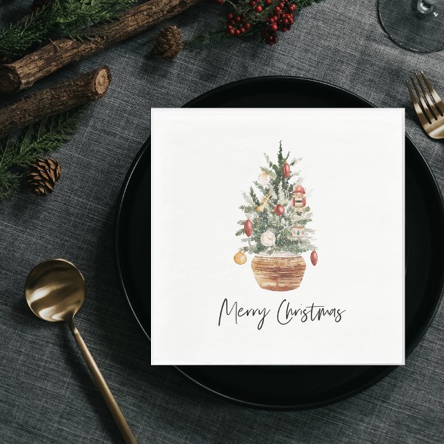 Vintage Christmas Tree | Merry Christmas  Napkin (Creator Uploaded)