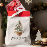 Vintage Christmas Tree | Merry Christmas  Tote Bag<br><div class="desc">Embrace the timeless charm of the holiday season with our Vintage Watercolor Christmas Tree design. This exquisite piece captures the spirit of yuletide with a touch of nostalgia, making it the perfect addition to your holiday décor and a wonderful gift for your loved ones. Celebrate the magic of Christmas with...</div>
