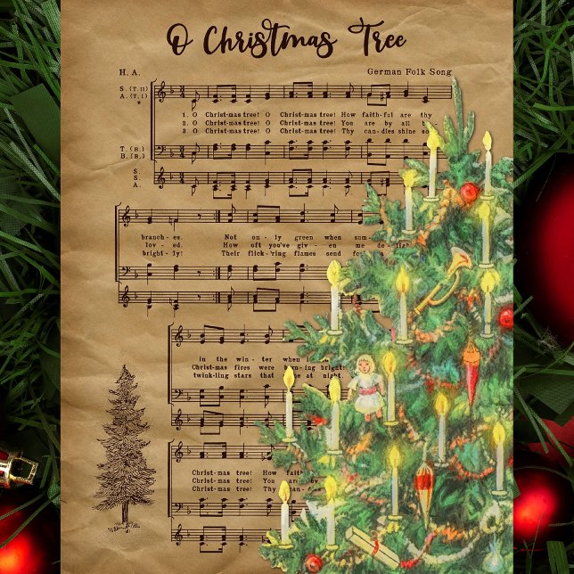 Vintage Christmas Tree Music  Tissue Paper (Creator Uploaded)