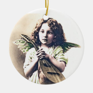 Vintage Christmas Tree Ornament Angel with Lute