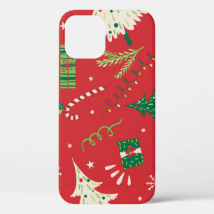 Vintage Christmas tree: ornamental design. iPhone 12 Case
