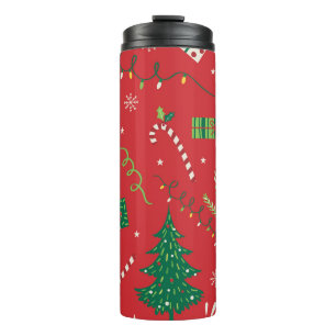 Vintage Christmas tree: ornamental design. Thermal Tumbler