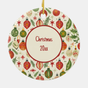Vintage Christmas Tree Ornaments All Over Print