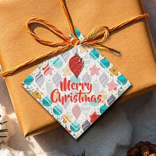 Vintage Christmas Tree Ornaments Holiday Favour Tags