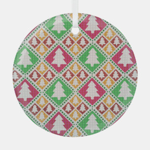 Vintage Christmas Tree Pattern. Glass Tree Decoration