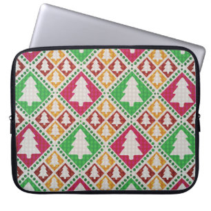 Vintage Christmas Tree Pattern. Laptop Sleeve