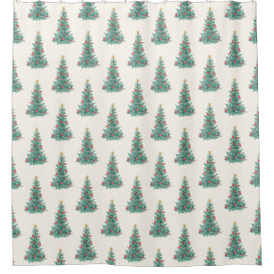 Vintage Christmas Tree pattern Shower Curtain