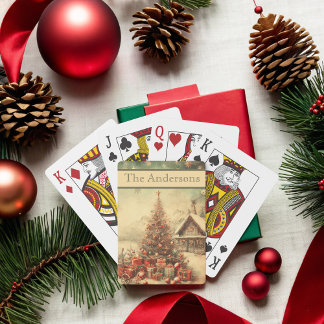 Vintage Christmas tree personalized  Playing Cards