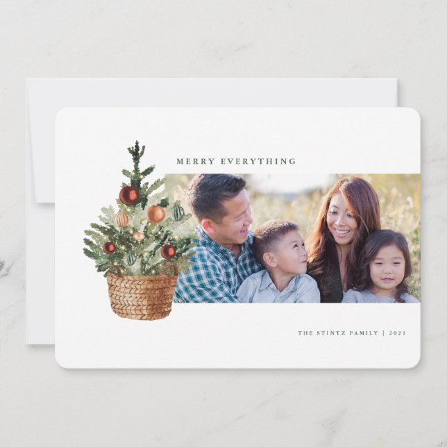 Vintage Christmas Tree Photo Holiday Card (Front)