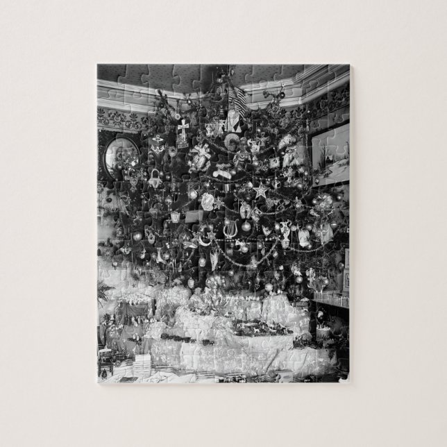 Vintage Christmas Tree Photograph (1910) Jigsaw Puzzle (Vertical)