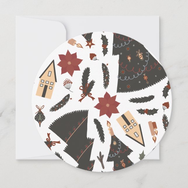 Vintage Christmas Tree Poinsettia Holiday Card (Front)