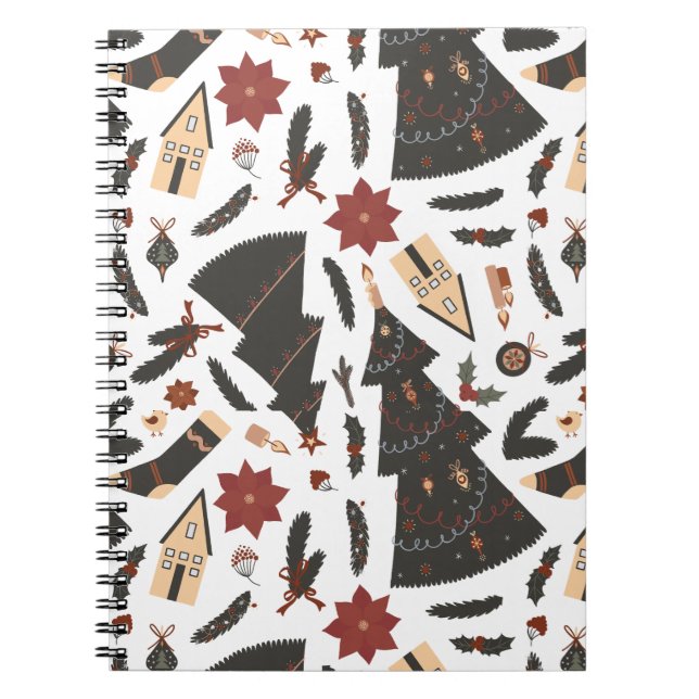 Vintage Christmas Tree Poinsettia Notebook (Front)